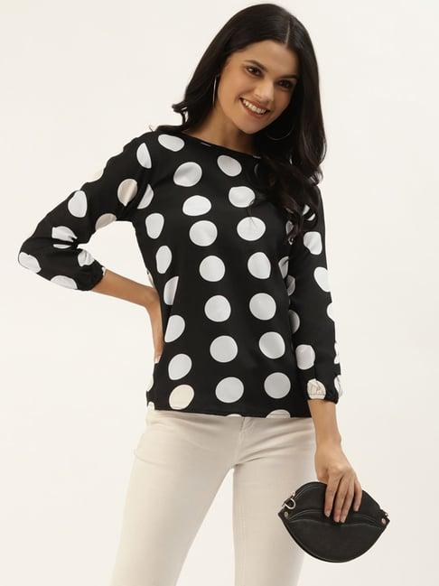 belle fille black polka dot top