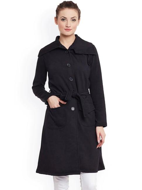 belle fille black regular fit long coat