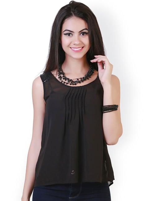 belle fille black regular fit top