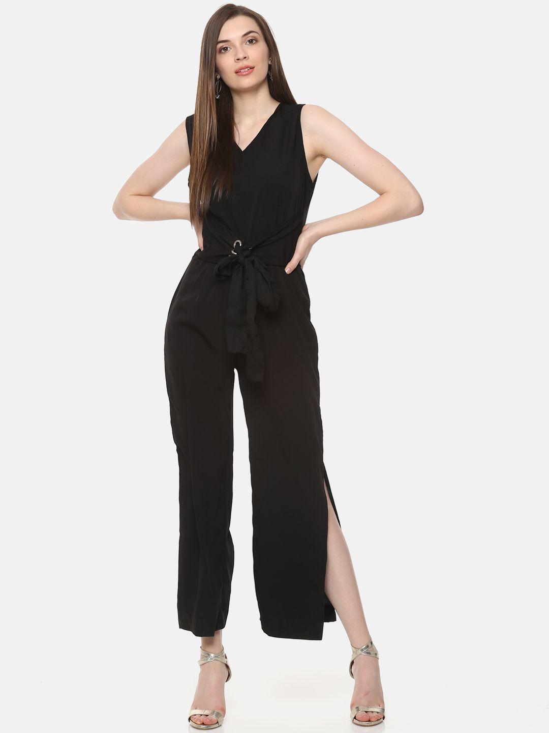 belle fille black solid basic jumpsuit