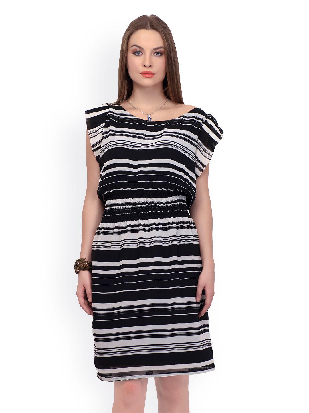 belle fille black striped dress