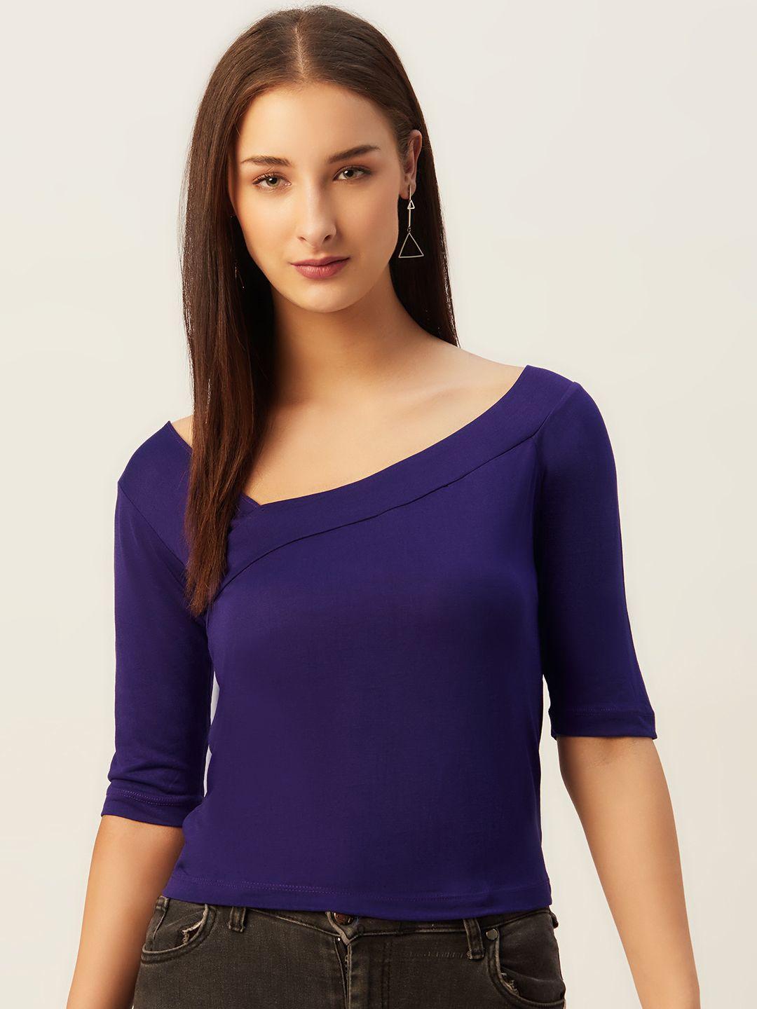 belle fille blue crepe regular top