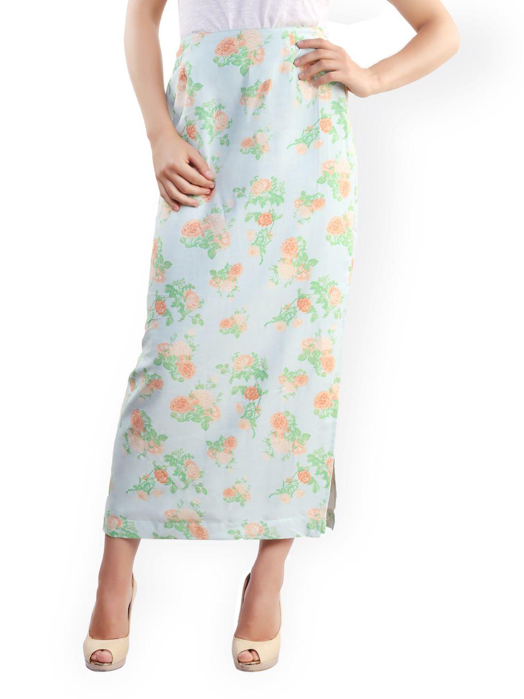 belle fille blue printed maxi skirt