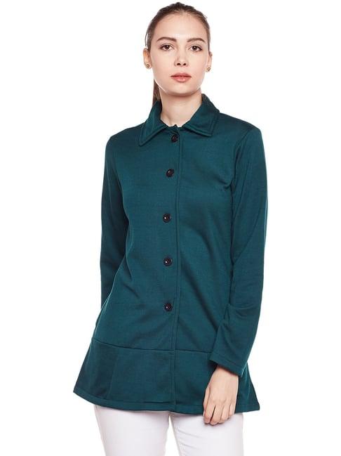 belle fille bottle green regular fit coat