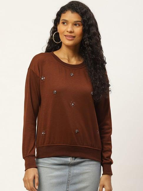 belle fille brown embellished sweatshirt