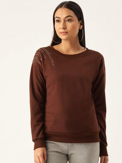 belle fille brown embellished sweatshirt