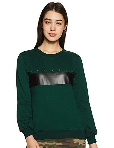 belle fille fleece women sweatshirt (bfjt-7041_bottle green_m)