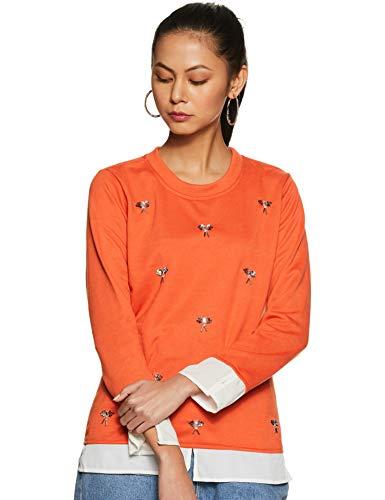 belle fille fleece women sweatshirt (bfjt-7223_orange_m)