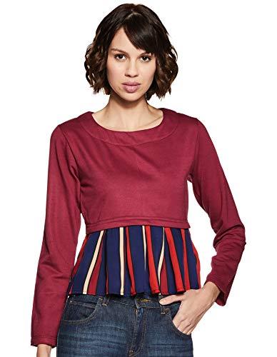 belle fille fleece women sweatshirt (bfjt-8007-3_maroon_small)