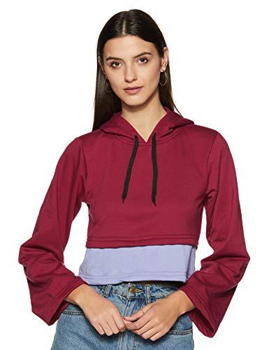 belle fille fleece women sweatshirt (bfjt-8050-3_maroon & powder blue_small)