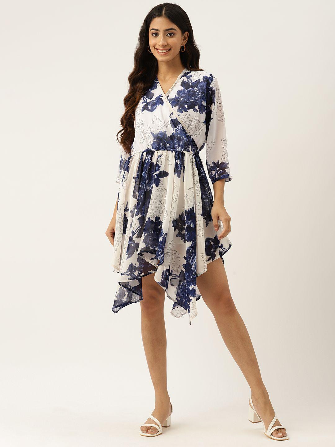 belle fille floral print georgette a-line dress