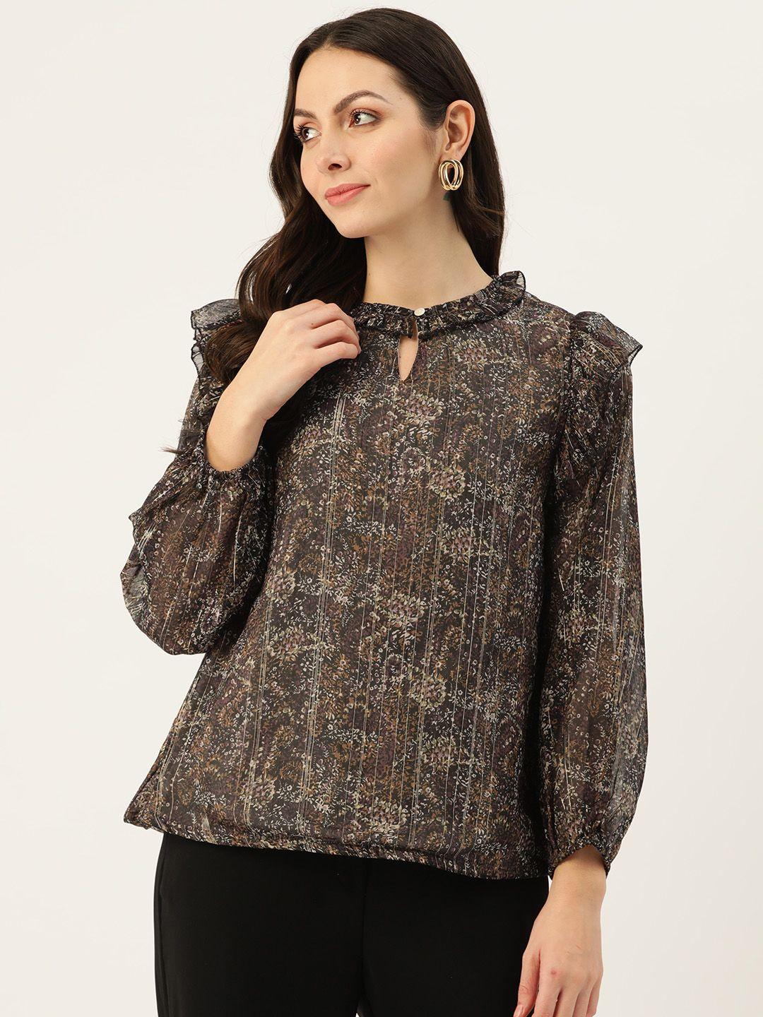 belle fille floral print puff sleeve top