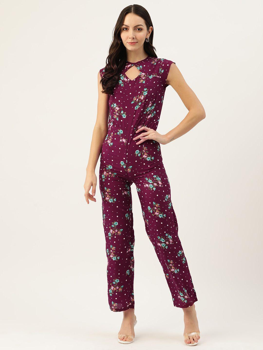 belle fille floral printed basic jumpsuit  with cut-out detail