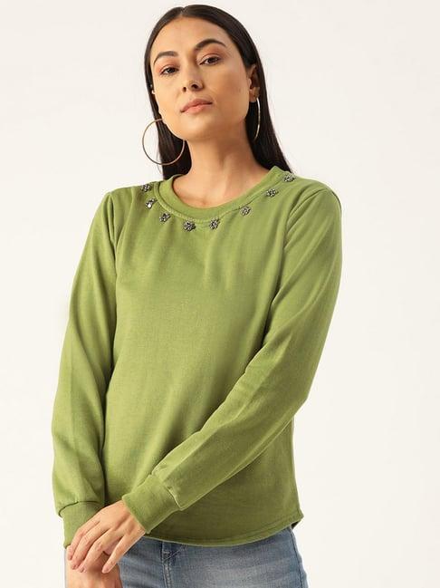 belle fille green embellished sweatshirt