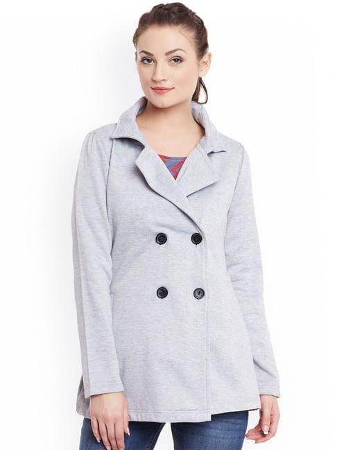 belle fille grey melange textured coat
