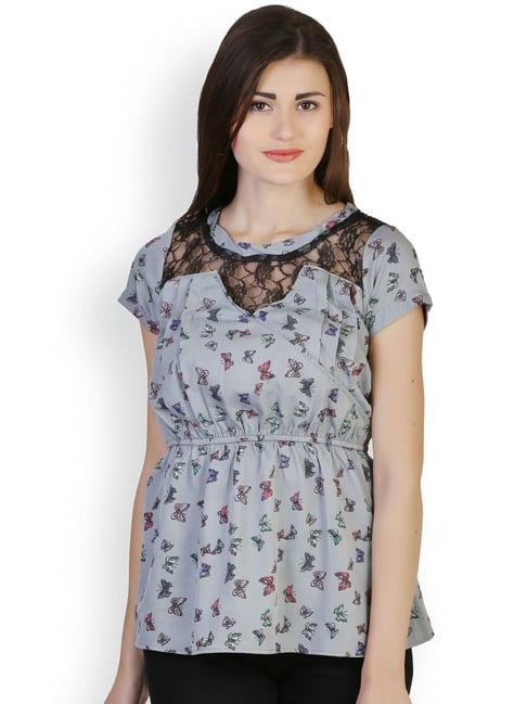 belle fille grey printed top