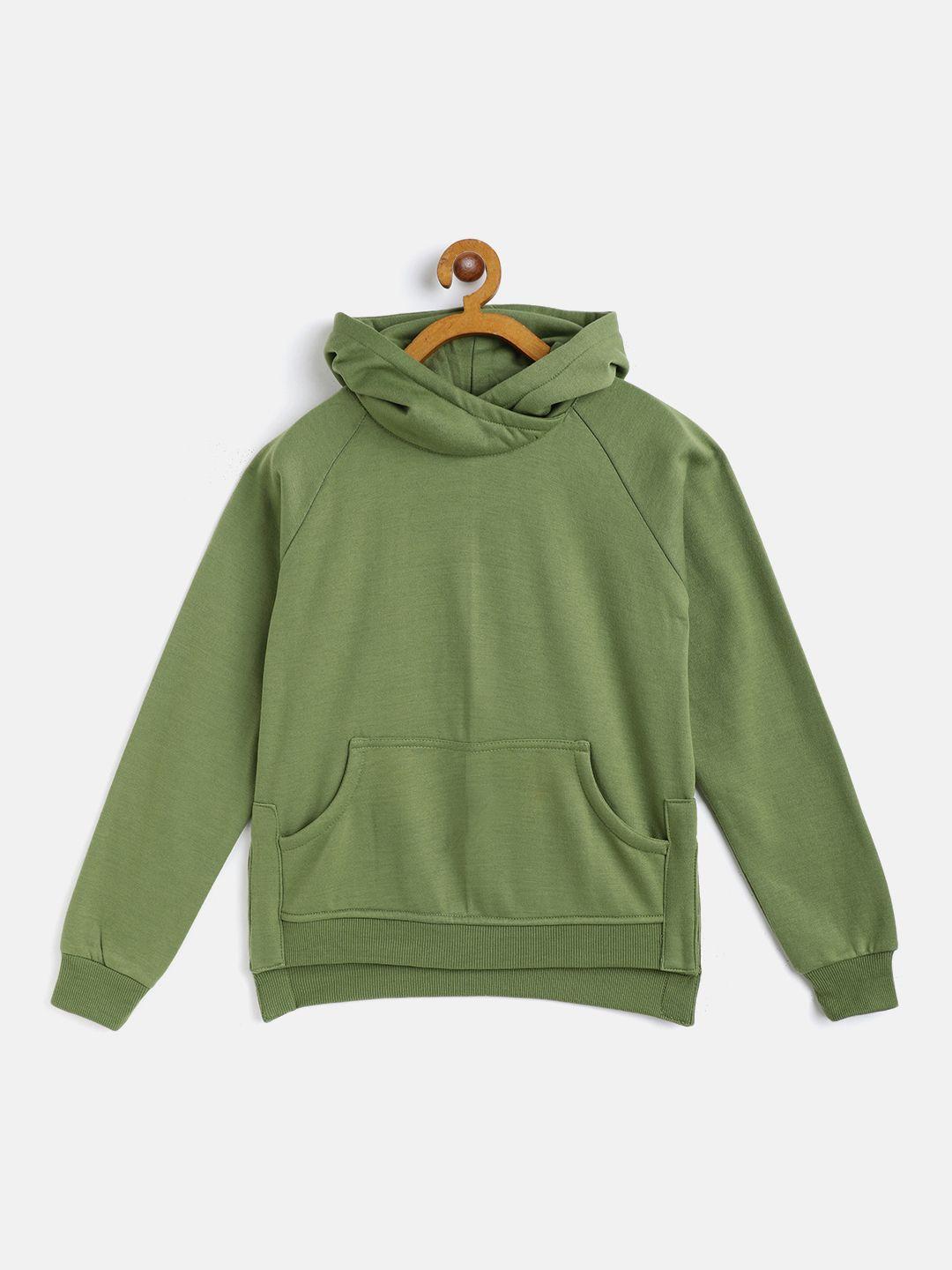 belle fille kids olive green solid hooded sweatshirt