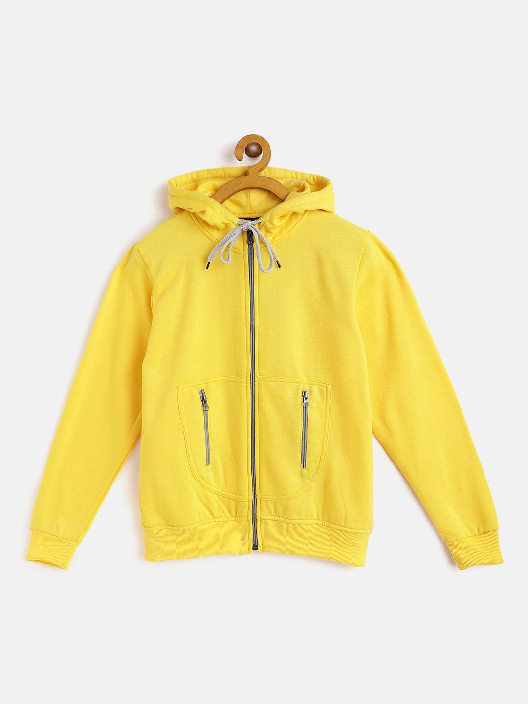 belle fille kids yellow solid fleece lightweight tailored jacket