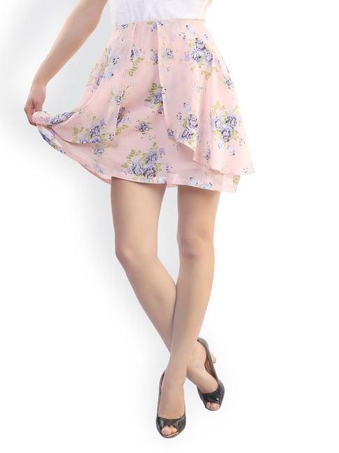 belle fille light peach floral print skirt