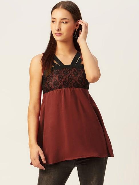 belle fille maroon regular fit top