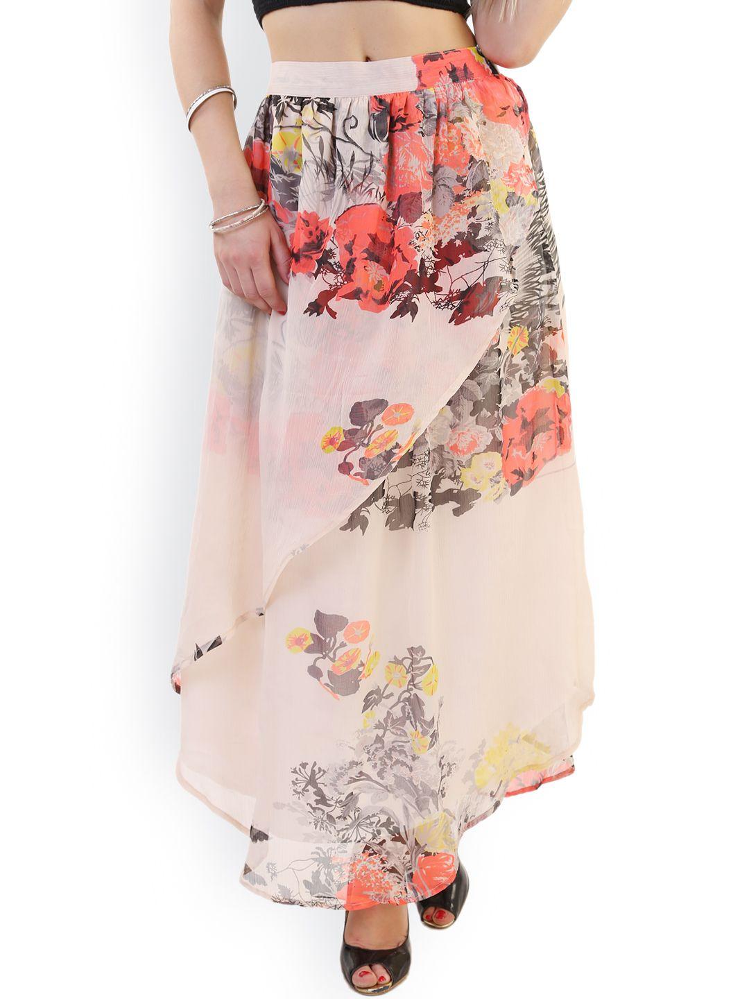 belle fille multicoloured floral print maxi skirt