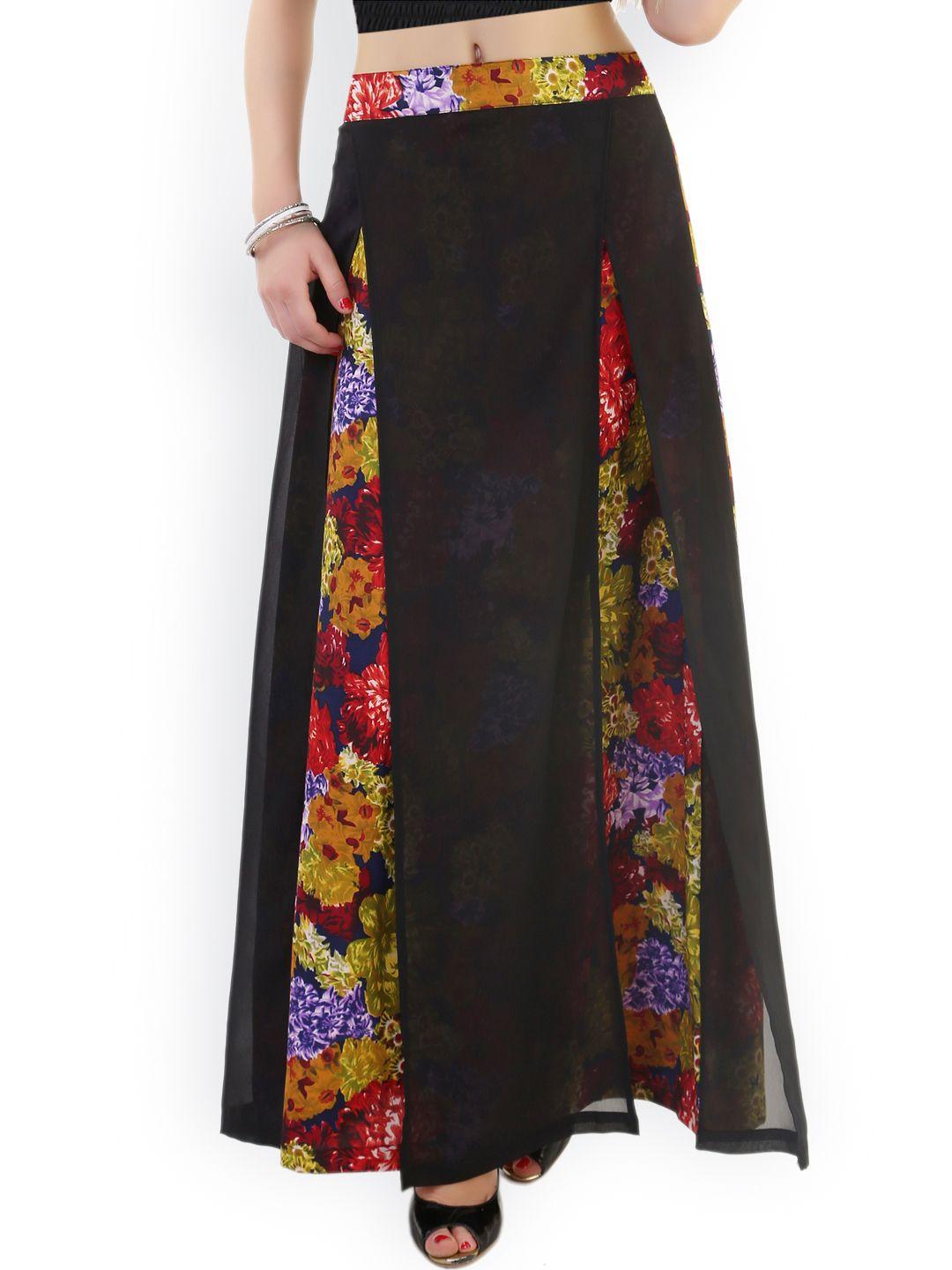 belle fille multicoloured printed maxi skirt