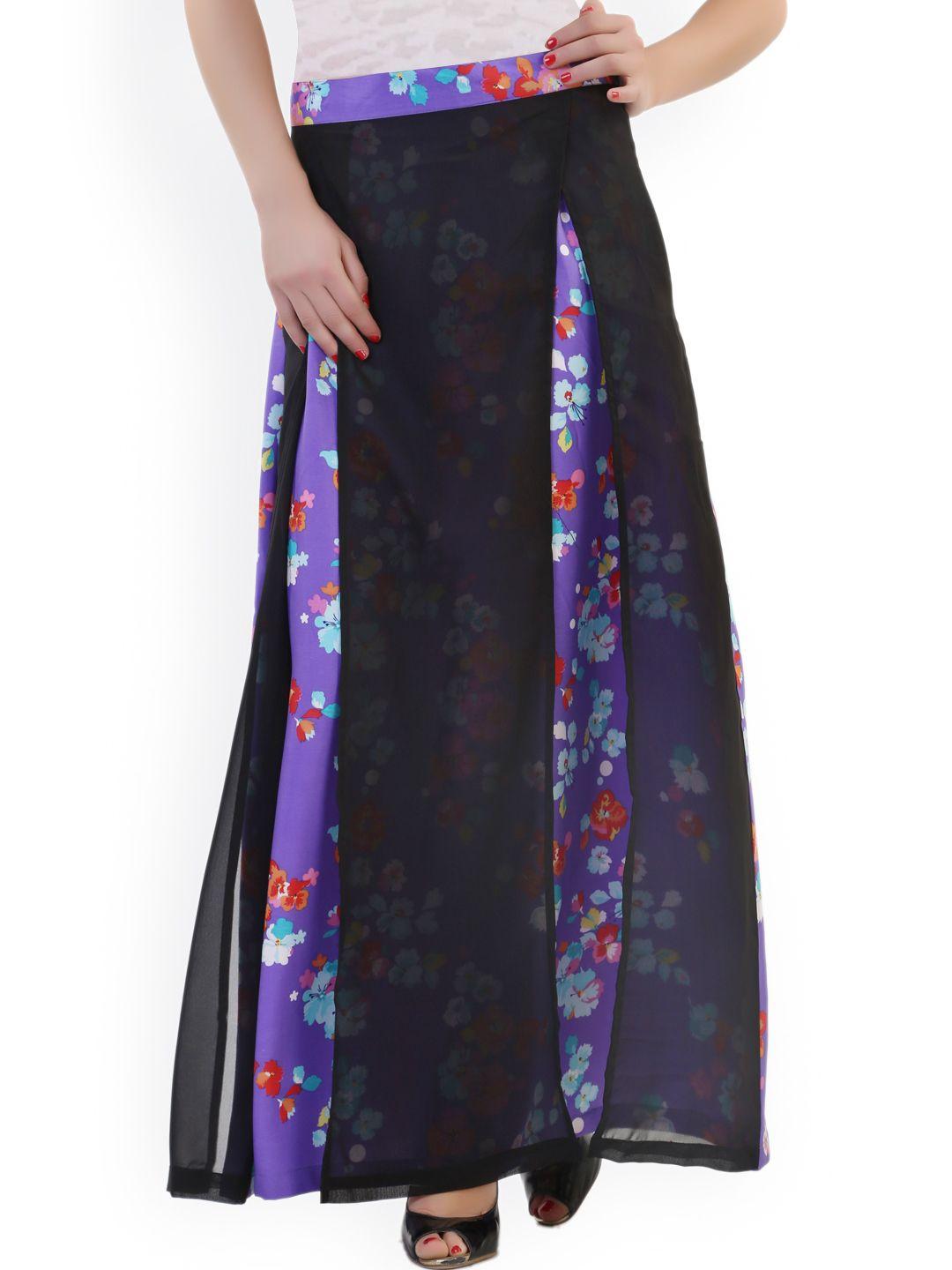 belle fille multicoloured printed maxi skirt