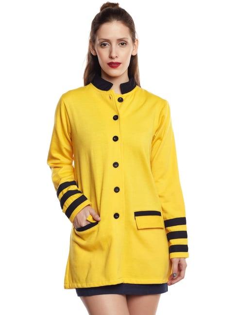 belle fille mustard & black regular fit coat