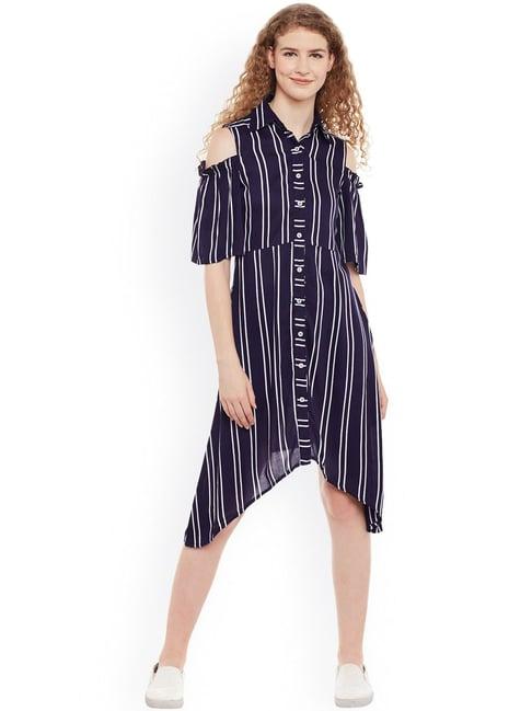 belle fille navy & white striped dress