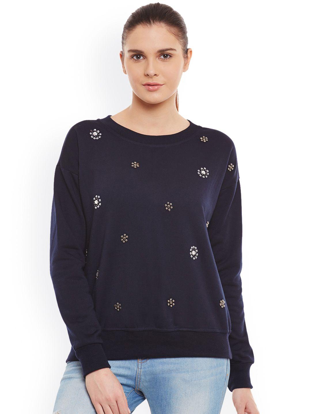 belle fille navy embellished sweatshirt