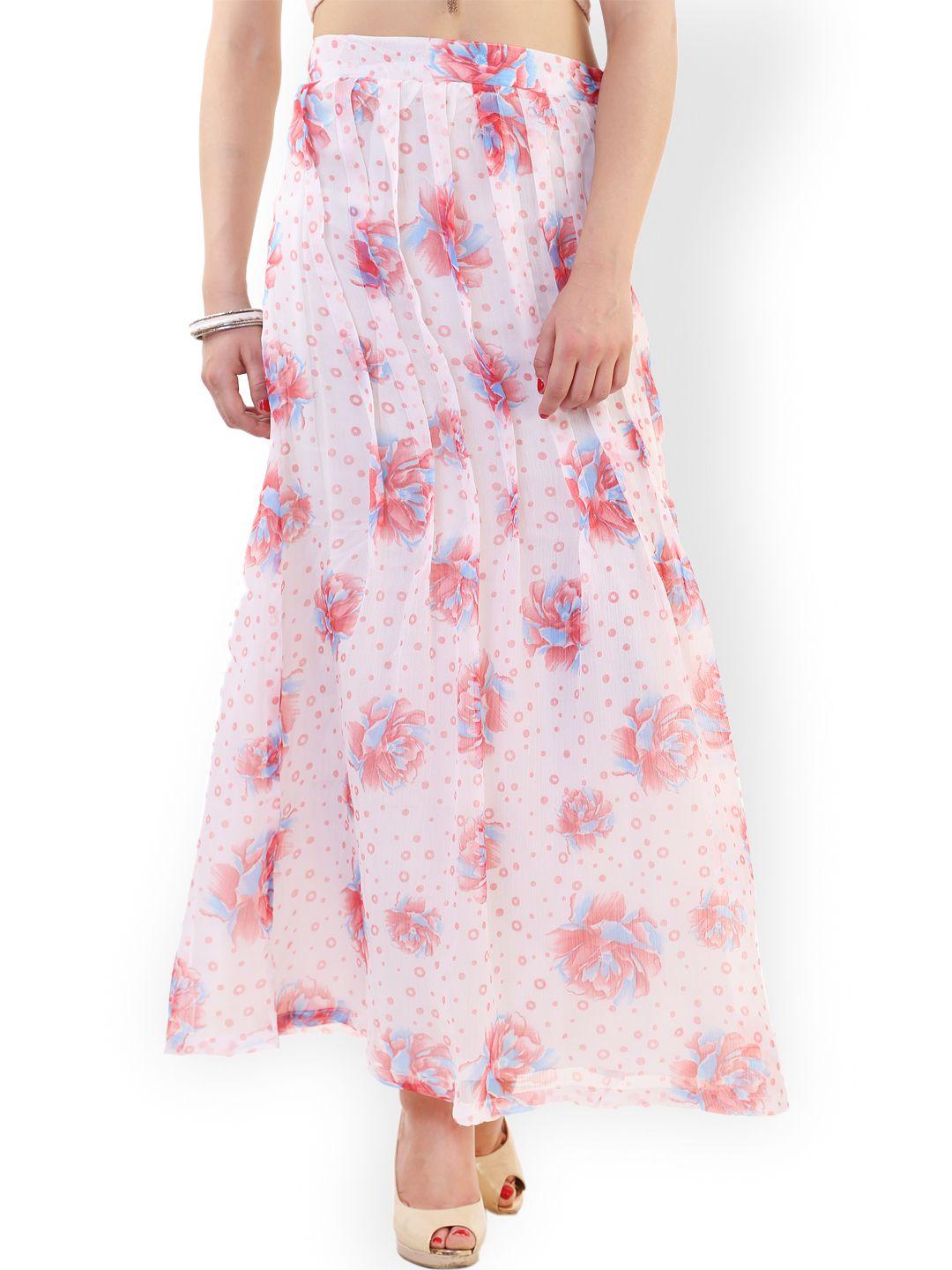 belle fille off-white printed maxi skirt