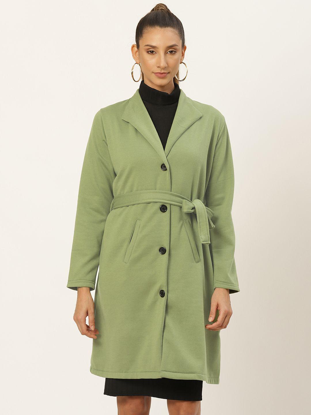 belle fille olive green solid longline over coat