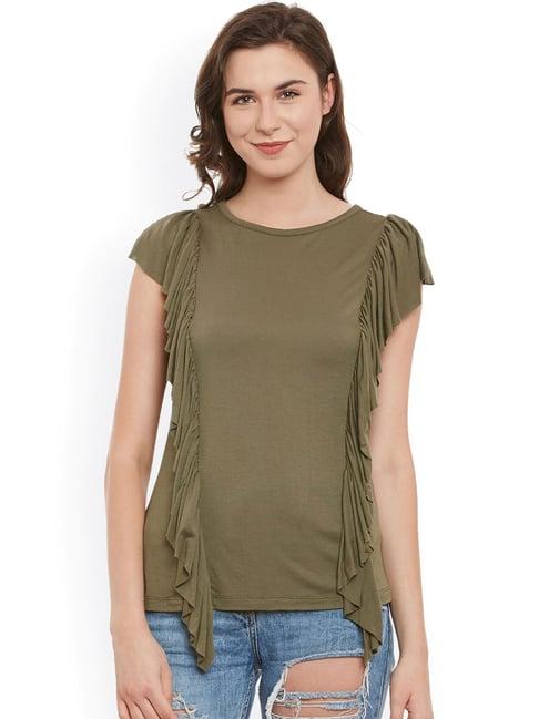 belle fille olive regular fit top