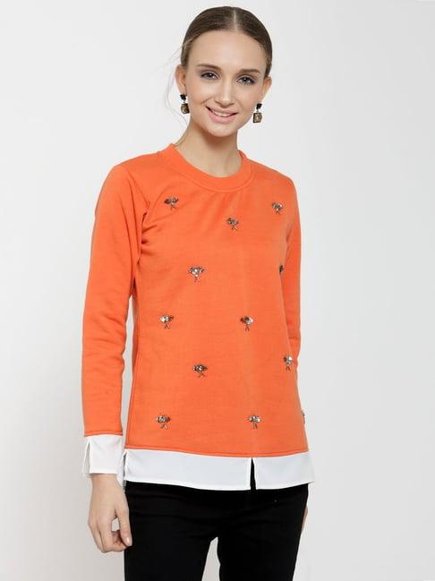 belle fille orange embellished sweatshirt