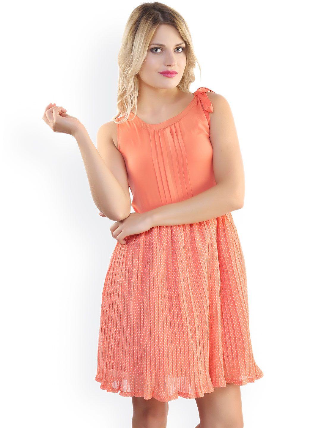 belle fille orange fit & flare dress