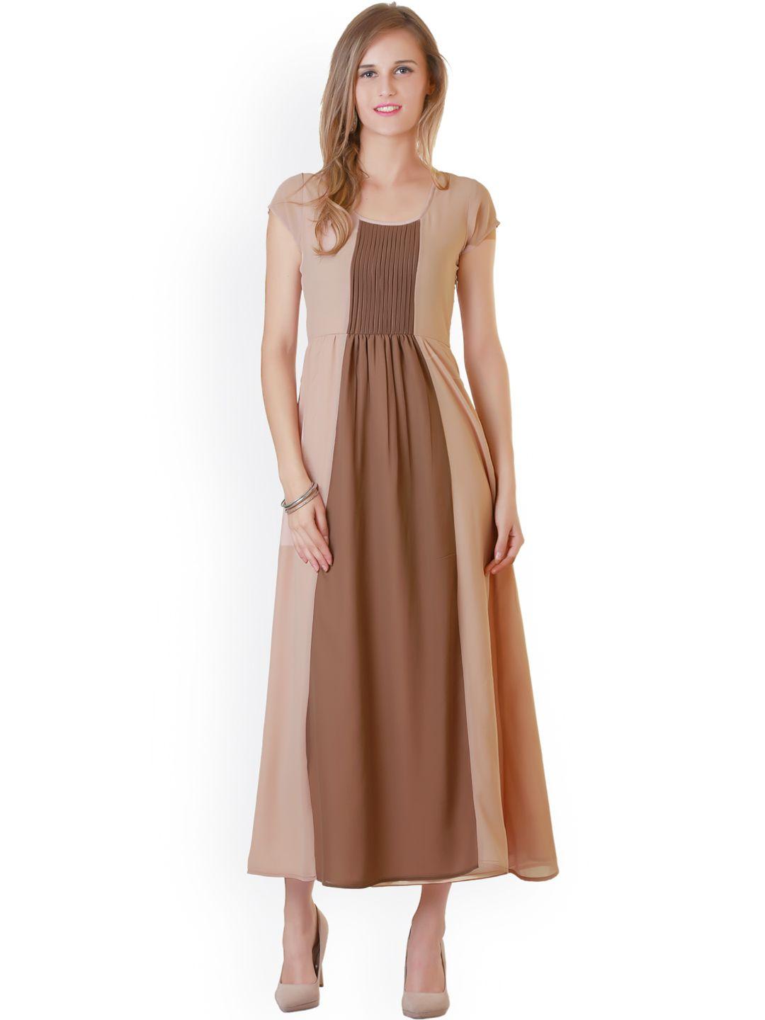 belle fille peach-coloured & brown maxi dress