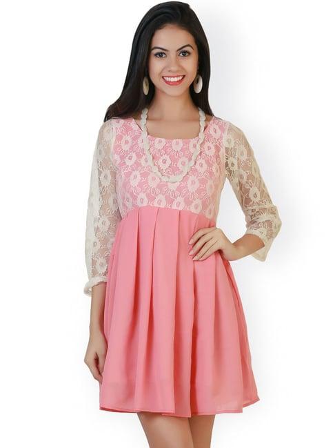 belle fille pink & white lace dress