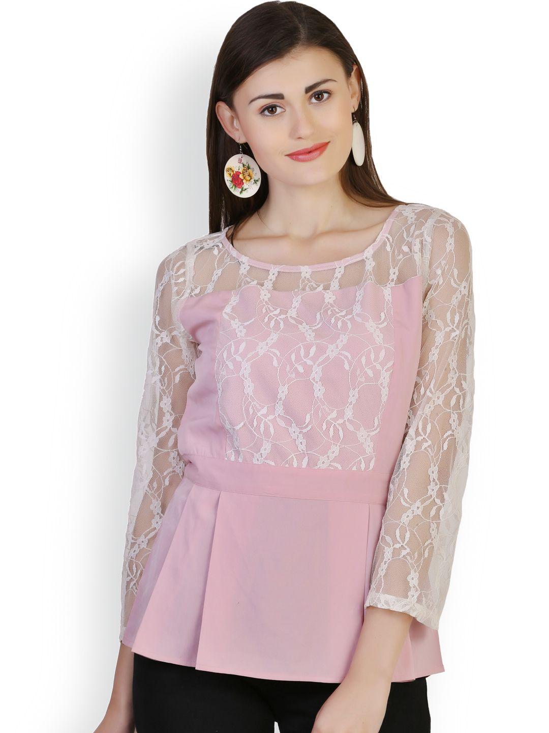 belle fille pink lace peplum top