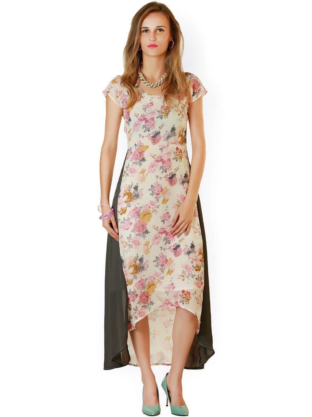 belle fille pink printed high-low dress