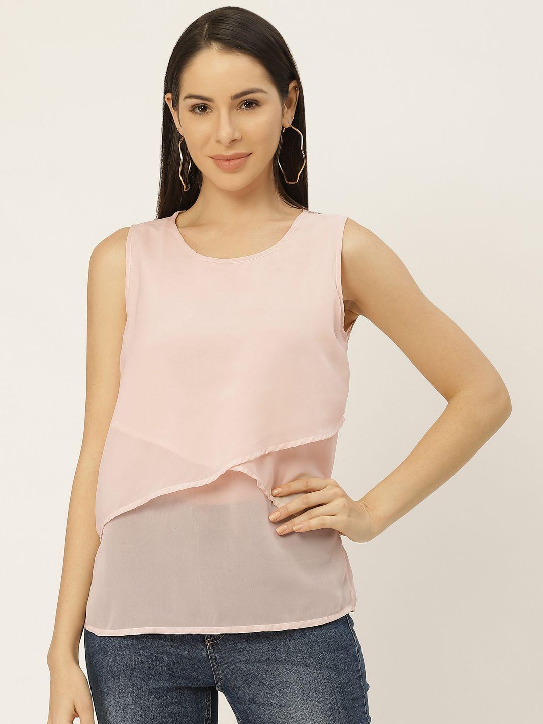 belle fille pink solid layered regular top