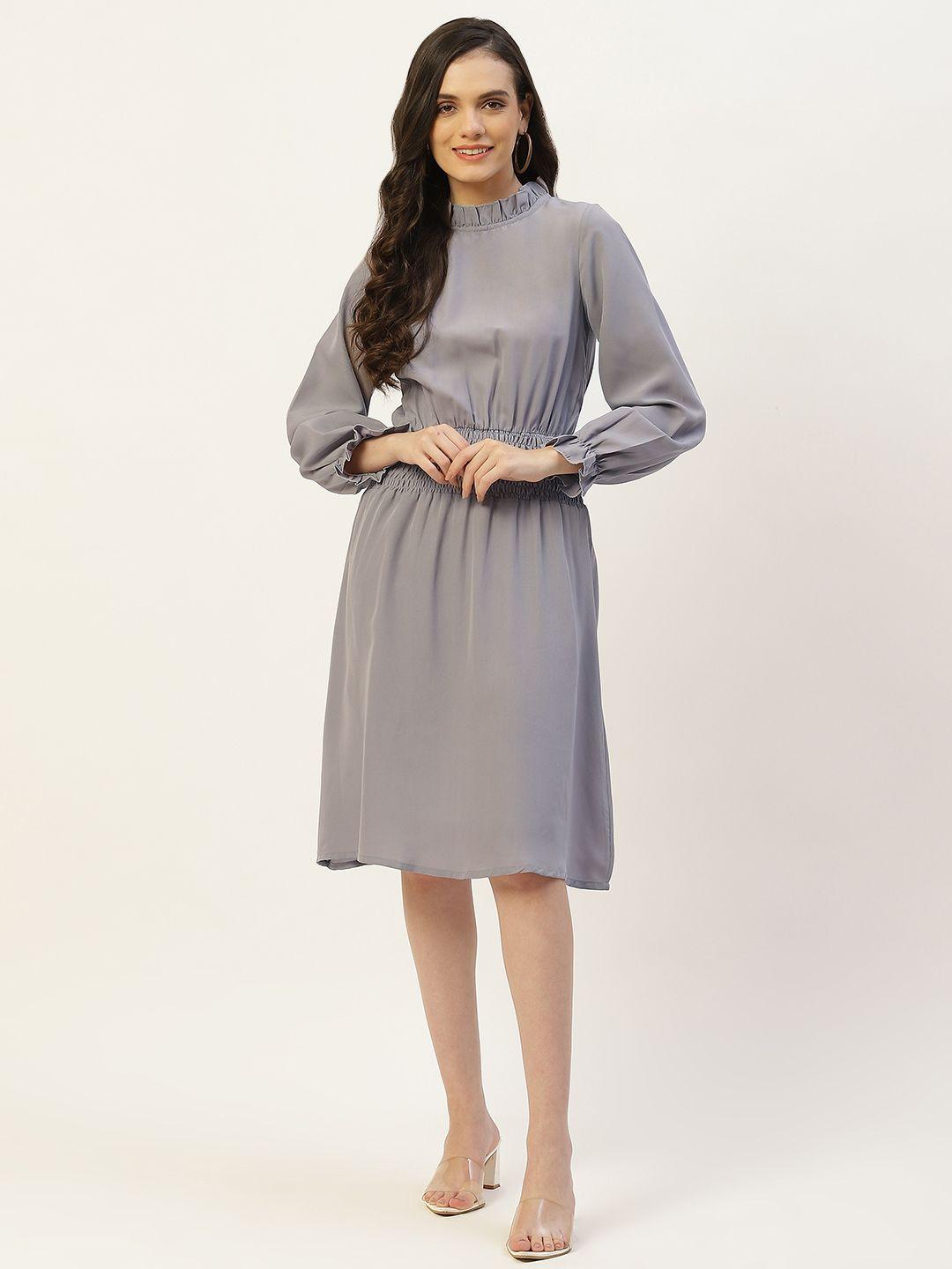 belle fille puff sleeve crepe fit & flare dress