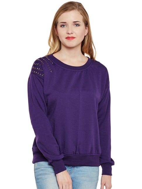 belle fille purple full sleeves sweatshirt