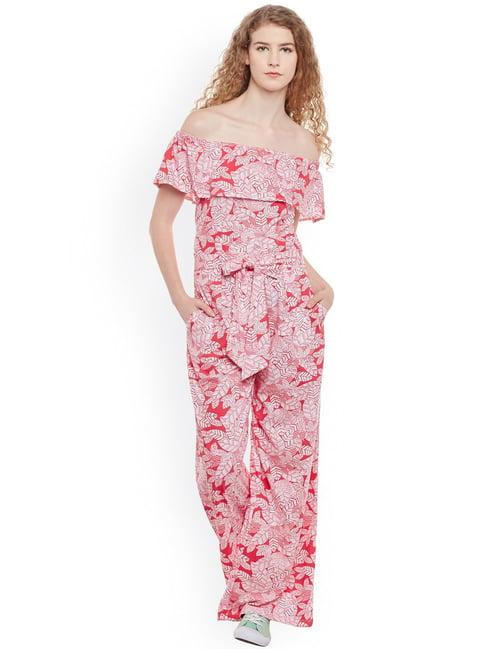 belle fille red & white printed jumpsuit