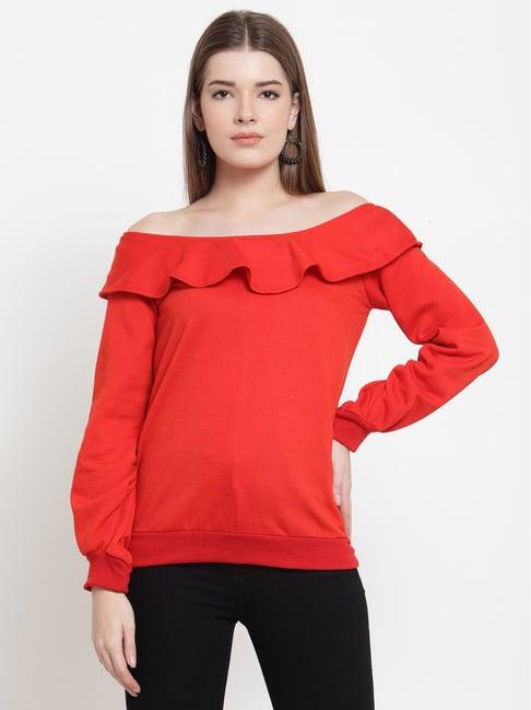 belle fille red full sleeves sweatshirt