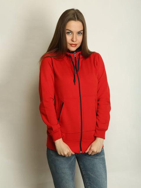 belle fille red regular fit hoodie