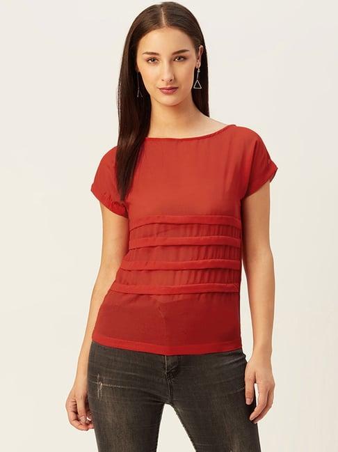 belle fille red regular fit top