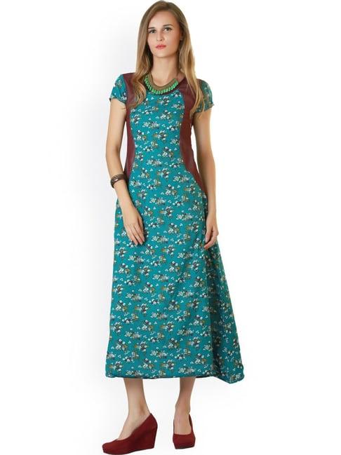 belle fille teal floral print dress