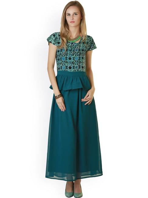 belle fille teal printed dress