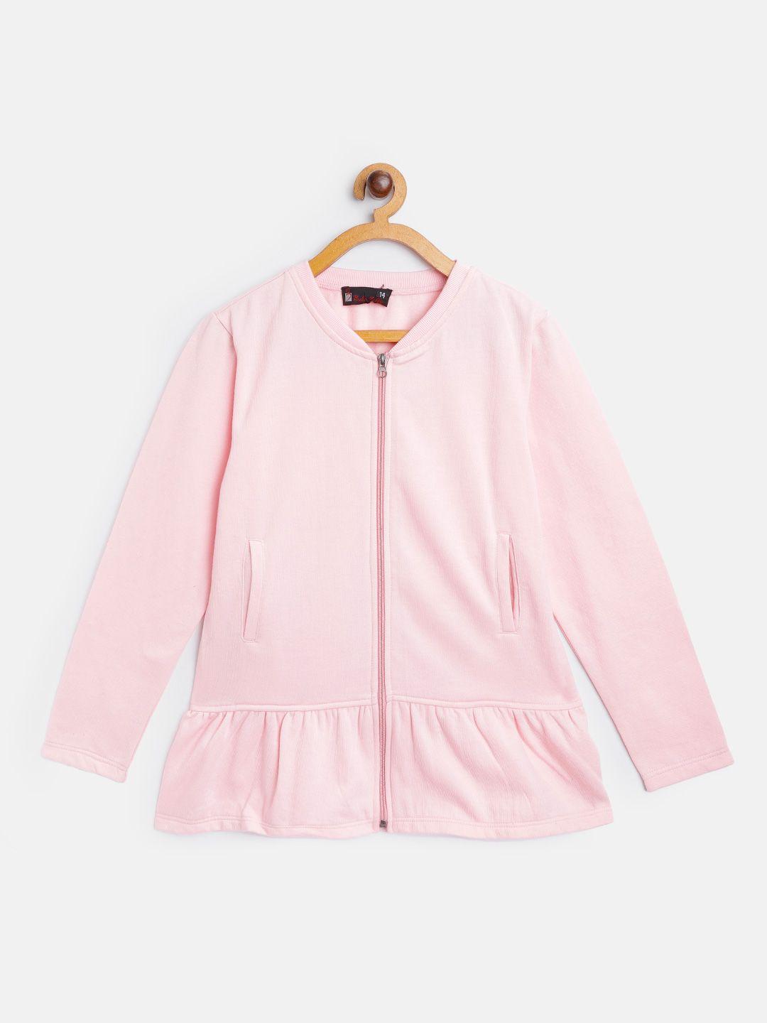 belle fille unisex kids pink fleece lightweight longline open front jacket