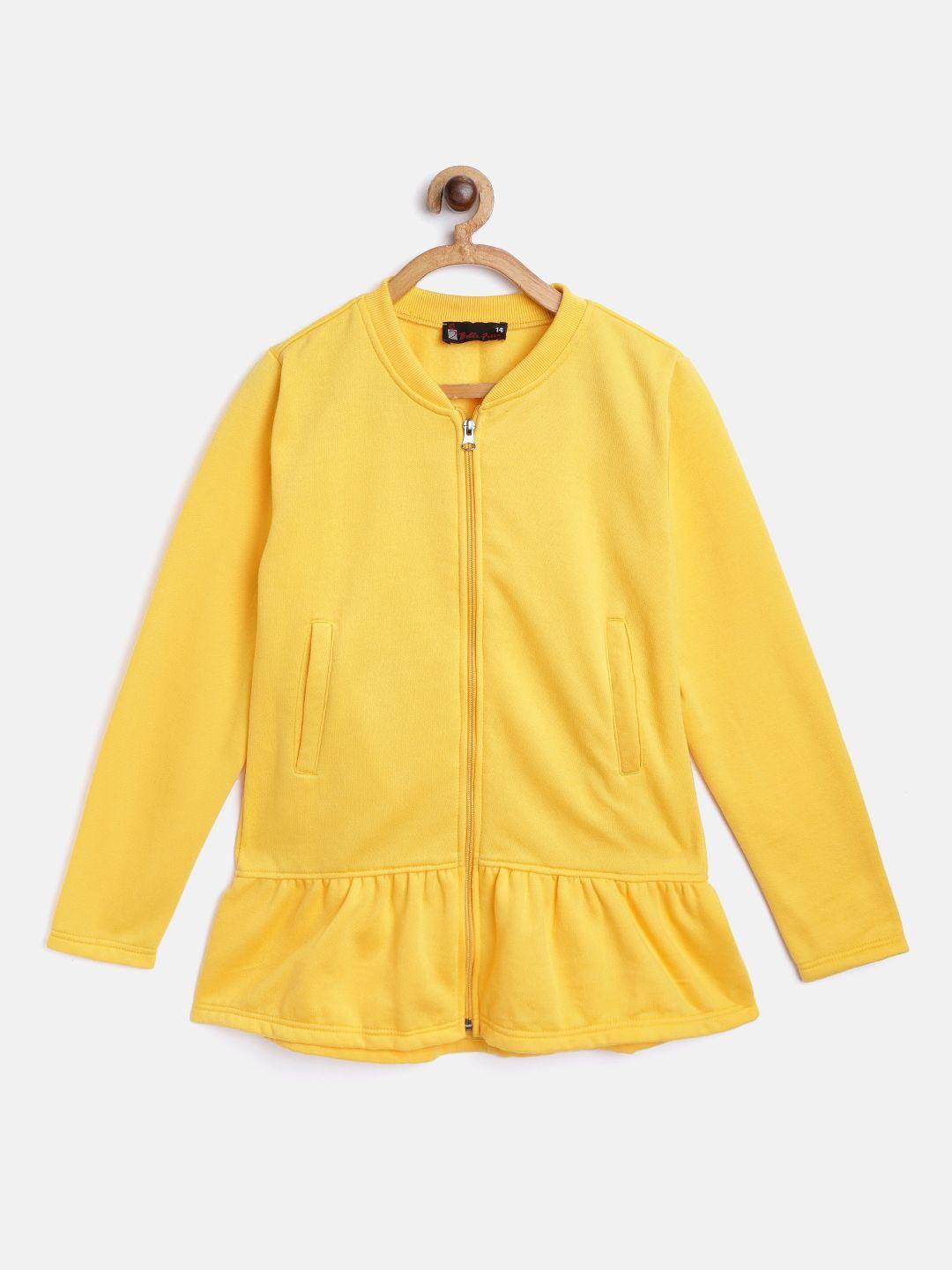 belle fille unisex kids yellow fleece lightweight longline open front jacket